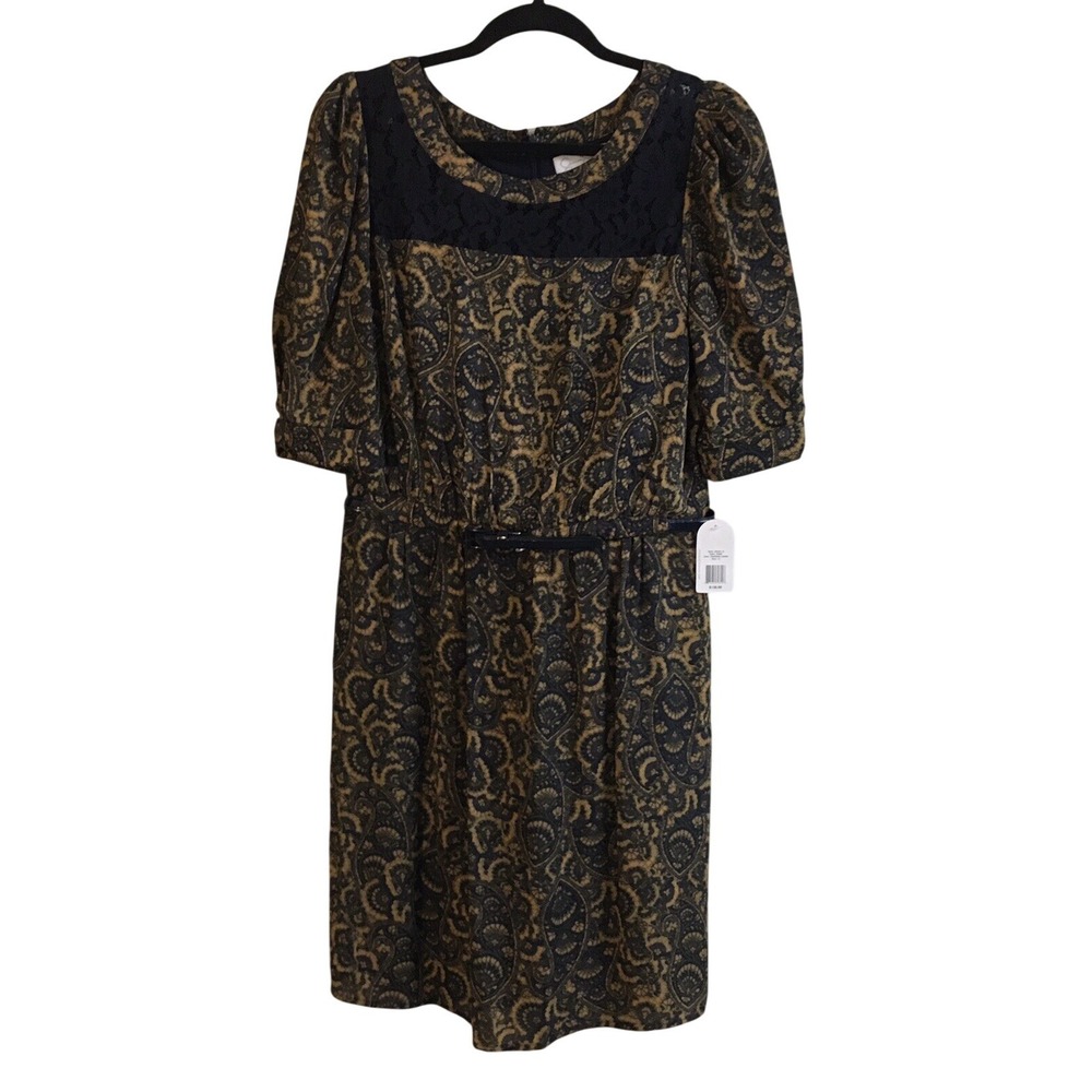 NEW Jessica Simpson Dress Women's 12 Blue Paisley Lace Knee Length Work Wear
